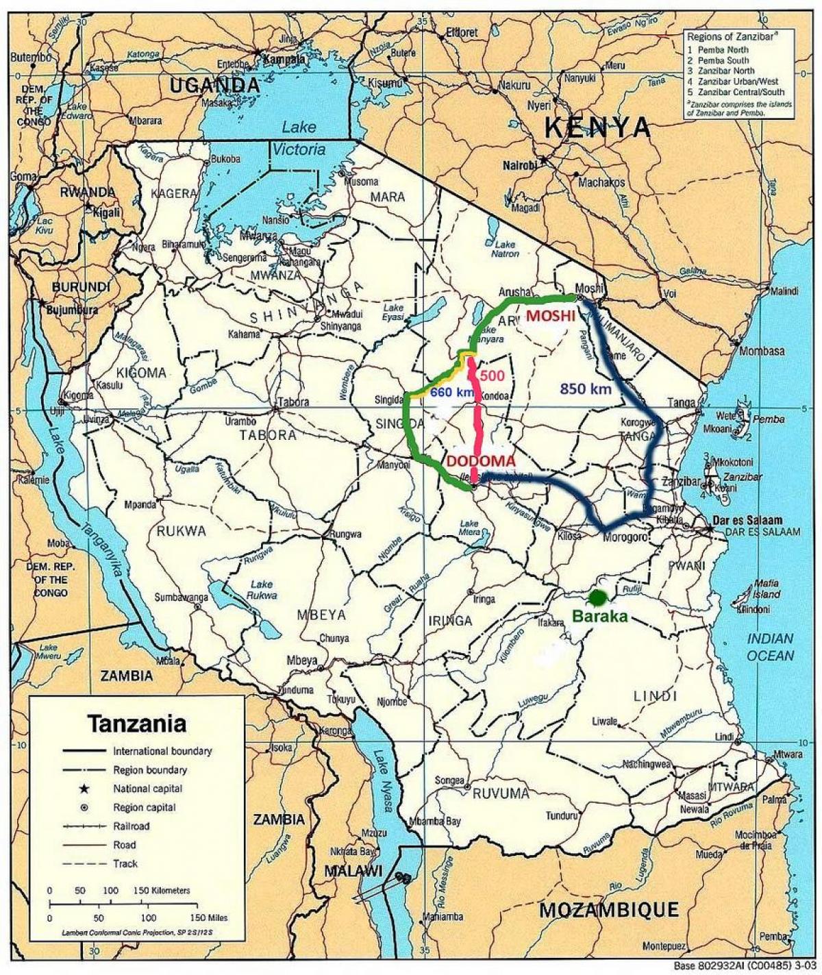 טנזניה דרך רשת מפה