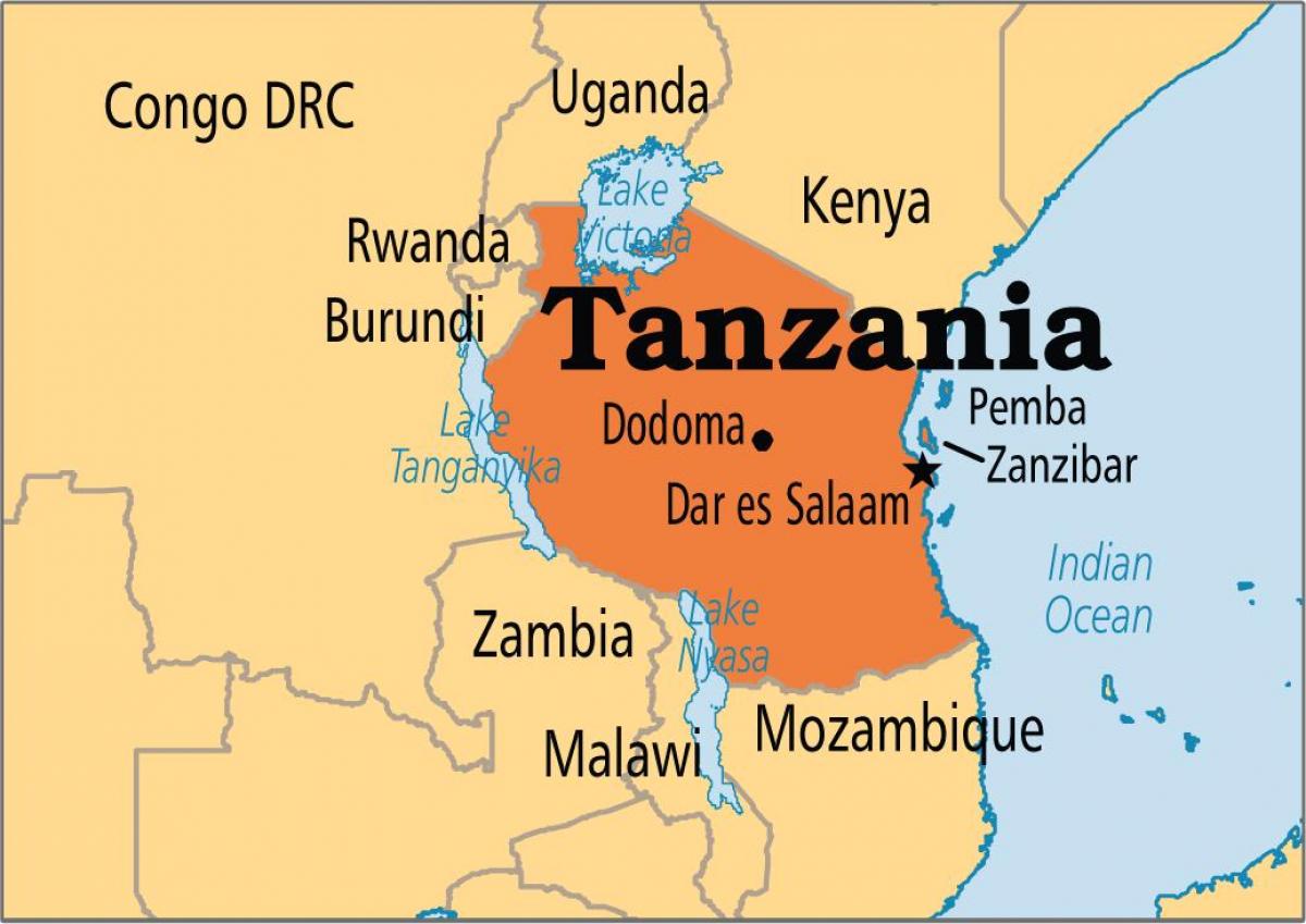 מפה של דאר א-סלאם בטנזניה