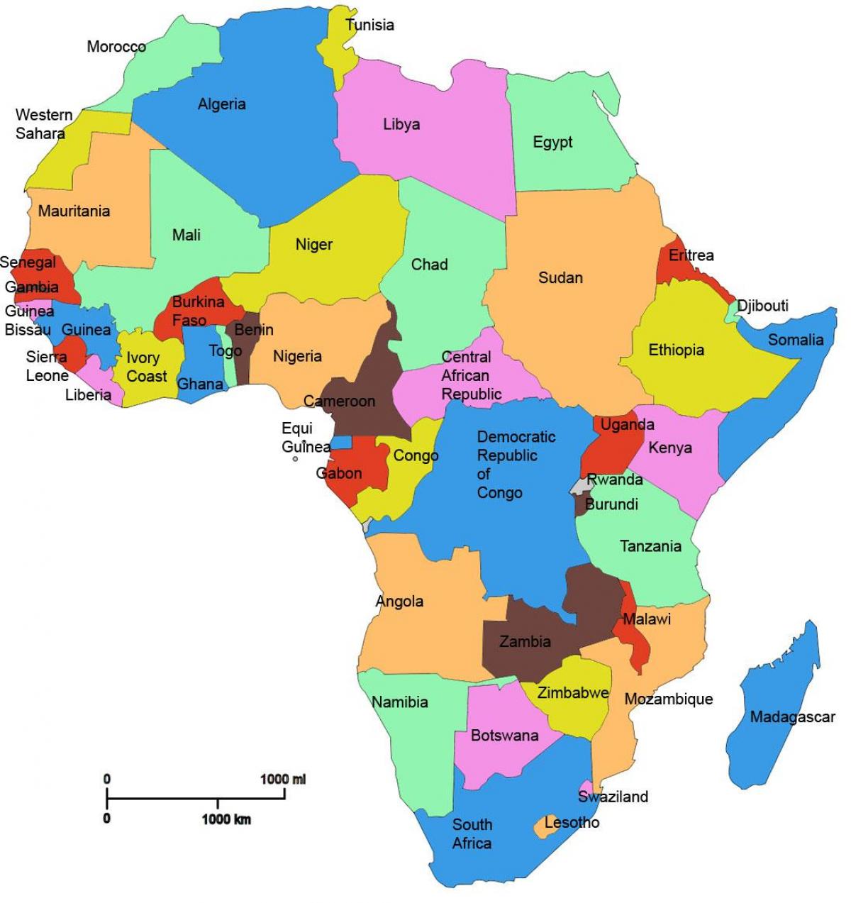 מפה של אפריקה מראה טנזניה