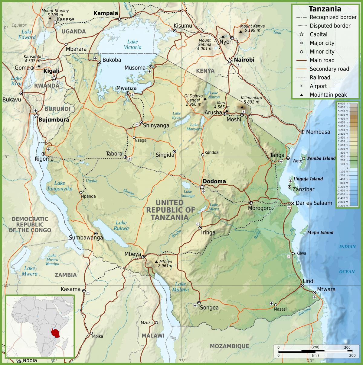 טנזניה מפת הדרכים
