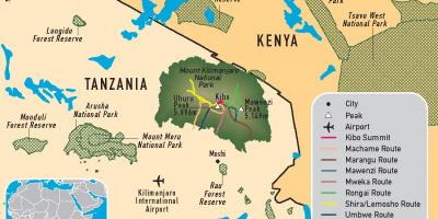 מפה של הקילימנג ' רו, טנזניה